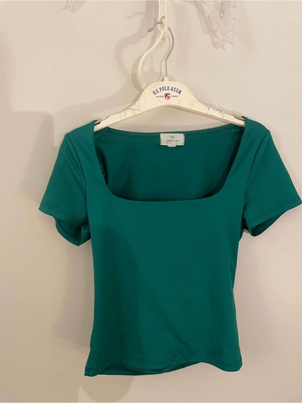 Square Neck Short Sleeve Top in Teal